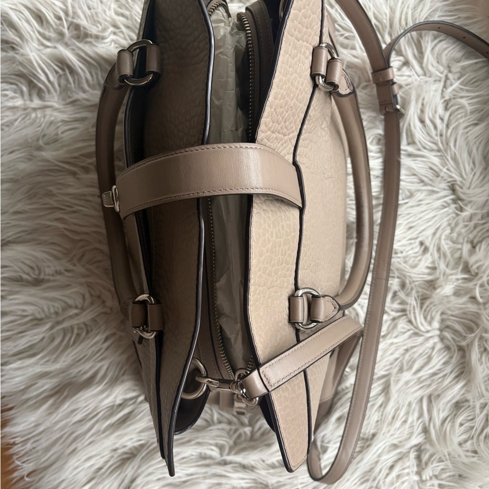 Coach Pebbled Leather Satchel | Latte Cocoa Neutral- Like New - Picture 10 of 14